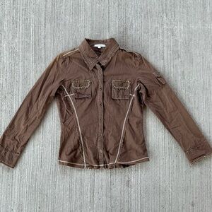 Y2K Vintage Lucy Paris brown and white western style shirt
